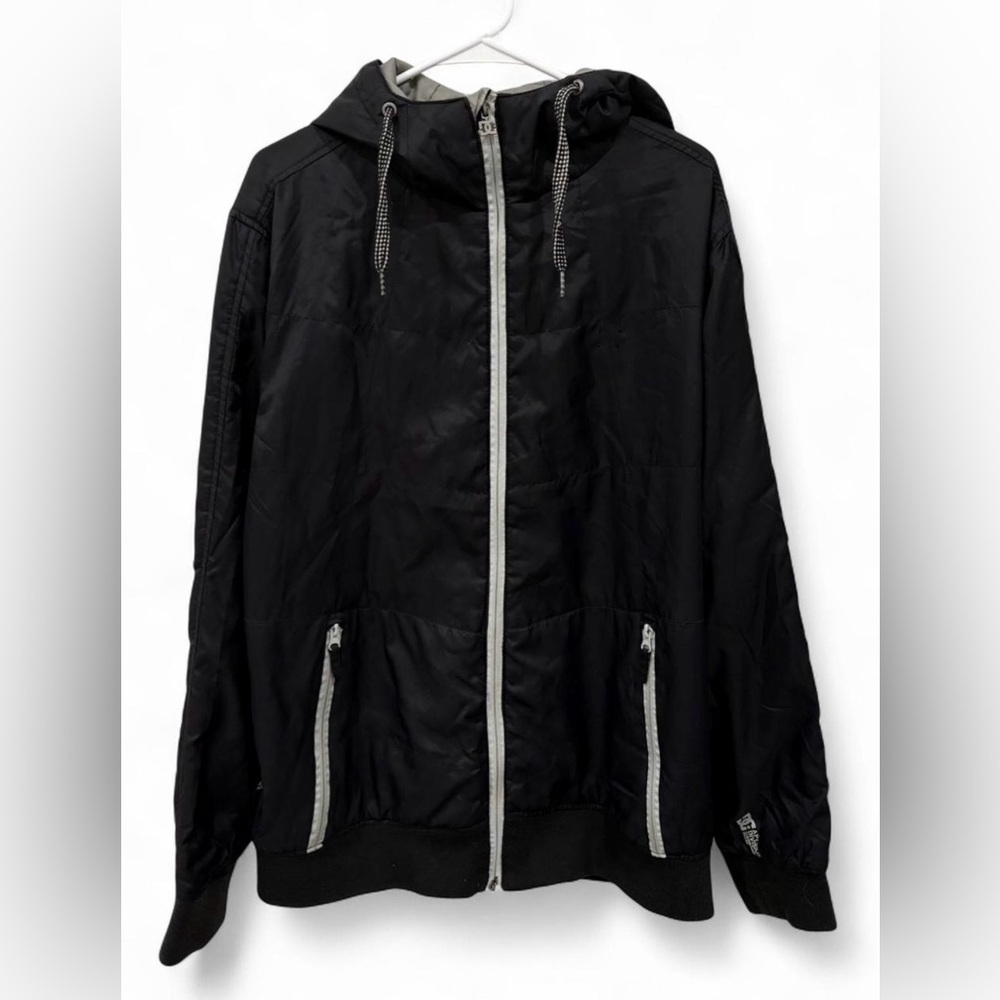 Men's DC Full Zip Hooded Jacket XL Black Lightweight Pockets Windbreaker‎ Casual